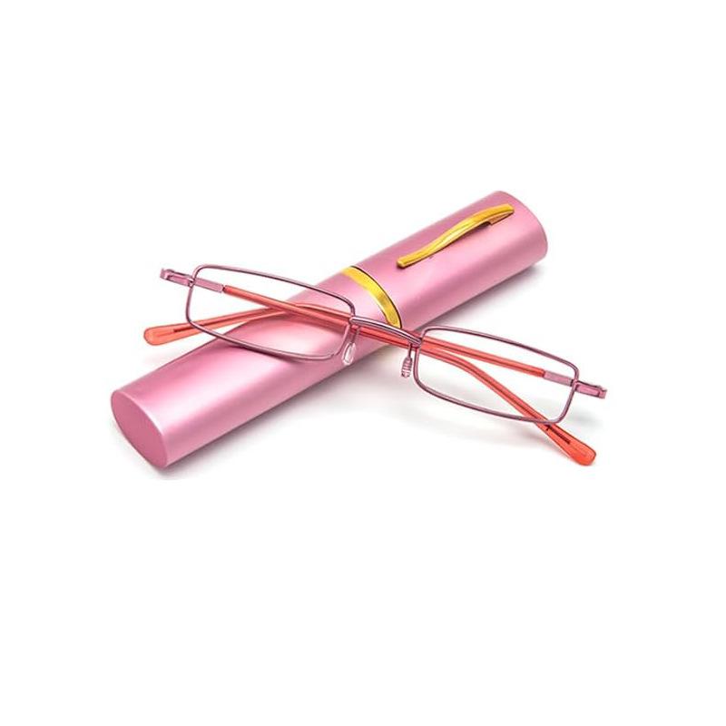 

Сверхлегкие металлические очки для чтения с футляром-подставкой для ручки - Унисекс мини-дизайн +100 Degree