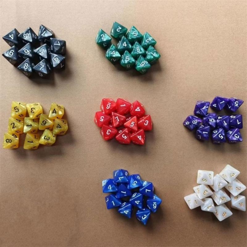 10Pcs 8-Sided Acrylic Dices Marble Pattern Polyhedral Dices for Table Game