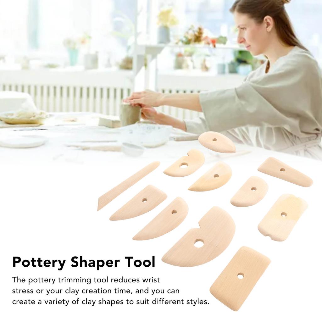 11pcs Pottery Trimming Tool Professional Wood Pottery Foot Shaper Tool for Carving Clay Molds Clay Ceramics