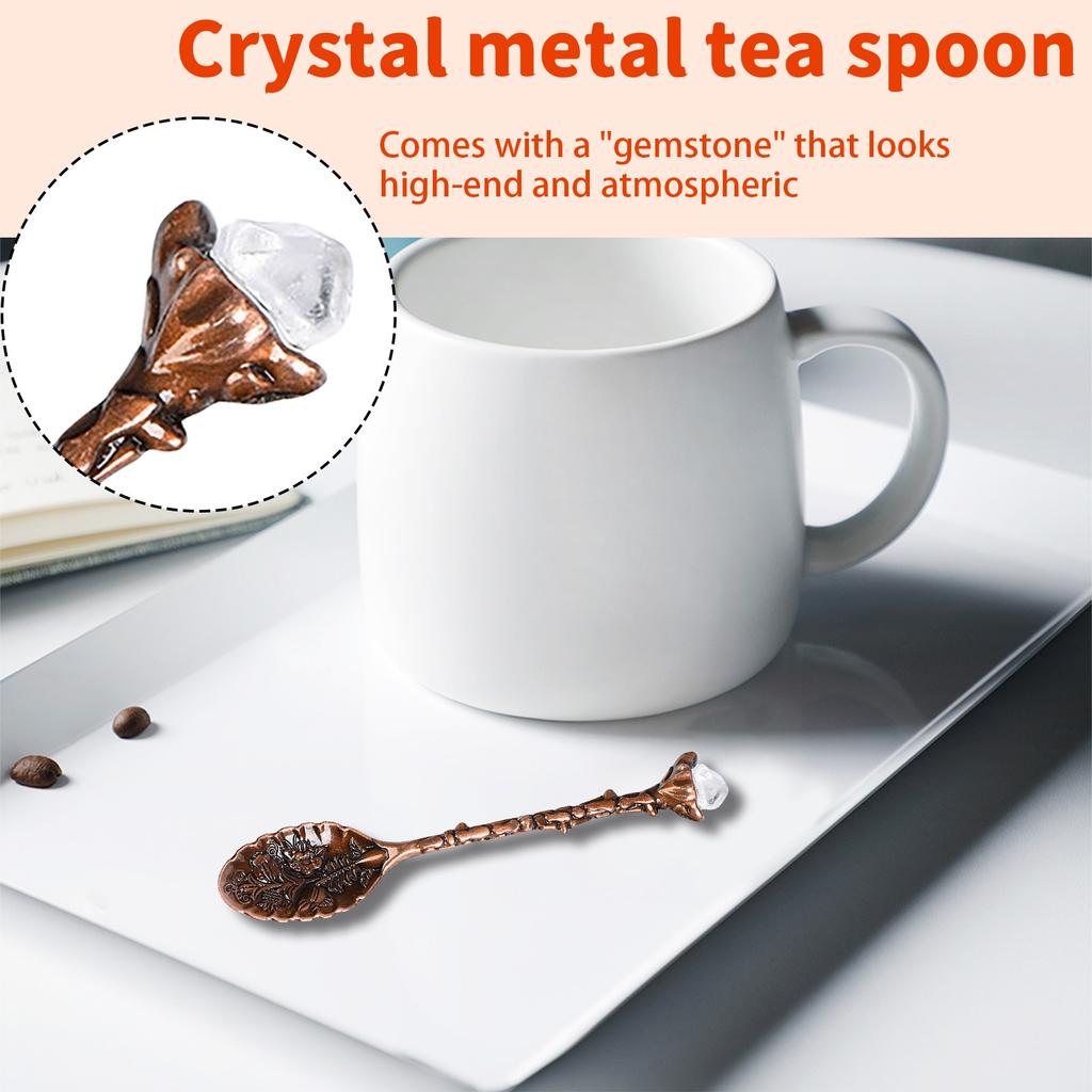 Natuurlijke Kristallen Koffielepels Met Vintage Snijwerk Creatieve Dessert Roerlepel