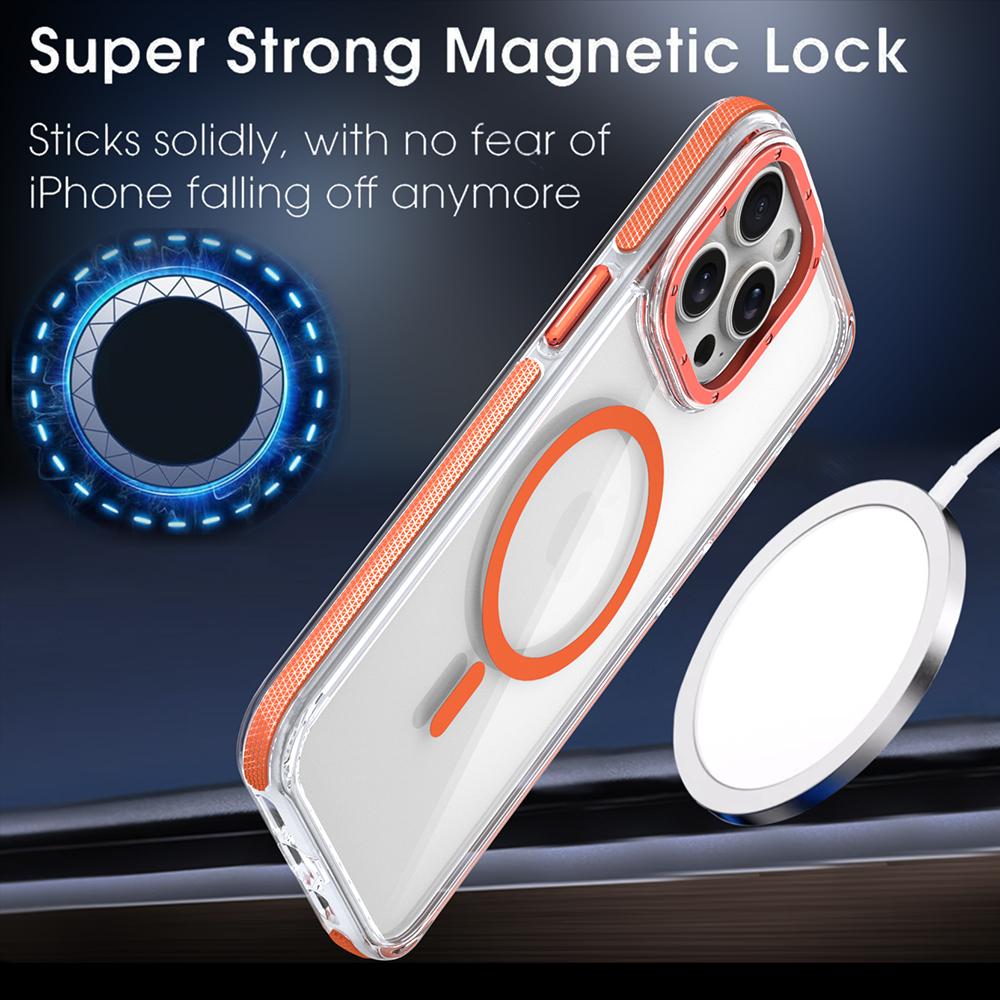 Für iPhone 15 14 13 12 11 Plus Pro Max Hülle Farbiger Rand Magnetische Magsafe Kabellose Ladeabdeckung Transparente Hülle Sturzsicher Fundas