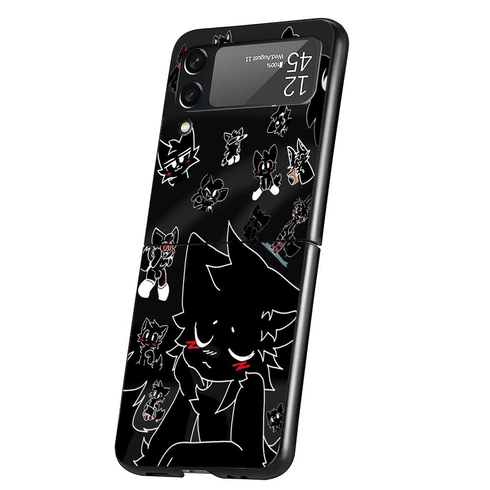 Boykisser Cat Cover Phone Case For Samsung Galaxy Z Flip 7 6 5 4 3 5G Flip7 Flip6 Flip5 Flip4 Flip3 Black Fundas Shell