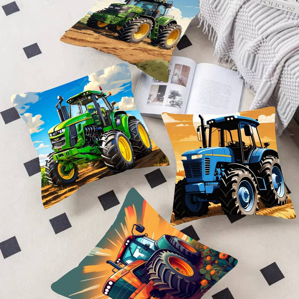 Car Tractor Decorative Personalized Pillow Dust Cover Bedroom Kids Party Decoration Pillowcase Birthday Children Gift