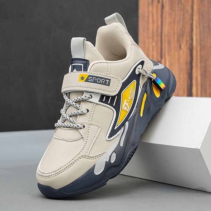 Boys shoes 2025 new spring and autumn student shoes medium and large children's autumn children's shoes leather surface non-slip waterproof sports s