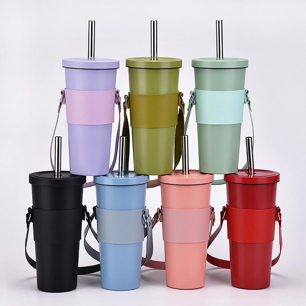 Fashion Cup Holder with Decorative Chain PU Cup Sleeve for Hot Drinks Beverage Cup Bag with Handle Bottle Sleeve Bag