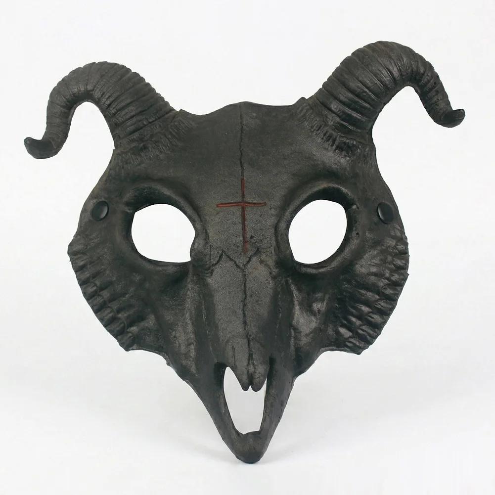 Maschera Creativa Integrale di Capra con Corna Festa Festival Cosplay Accessori Costume Halloween Teschio di Pecora Maschera con Corna di Ariete