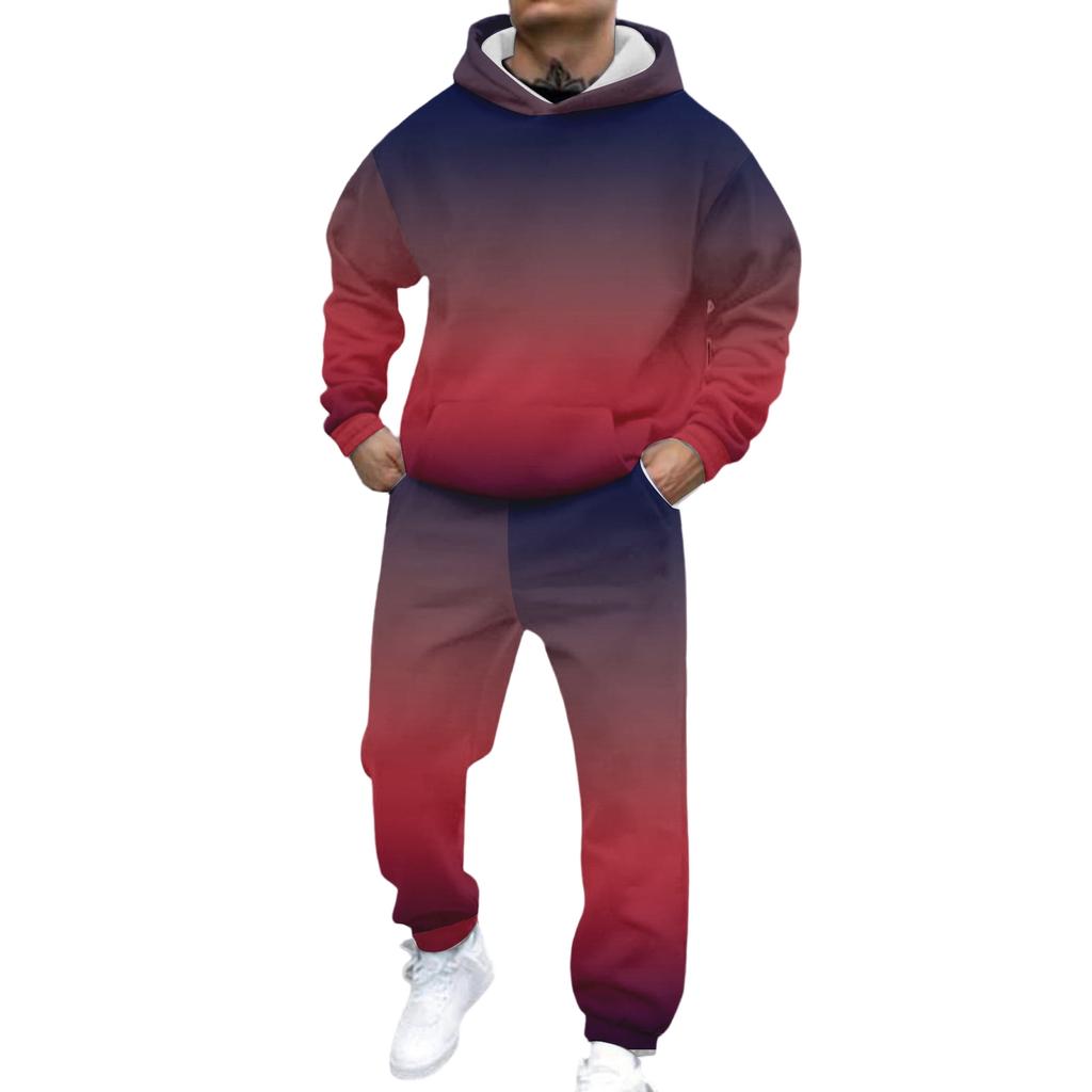 Herren Casual und personalisiert bedrucktes Langarm-Kapuzensweatshirt, Herren Sport-Sweatshirt und Sweatpants zweiteiliges Set