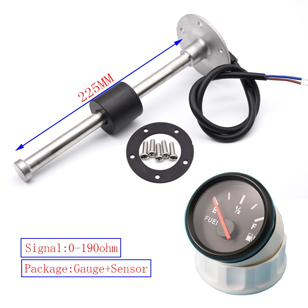 Manometru Combustibil cu Iluminare de Fundal Roșie 52MM cu Senzor Nivel Combustibil 125MM 175MM 225MM 275MM 0-190ohm Indicator Nivel Rezervor Ulei pentru Barcă