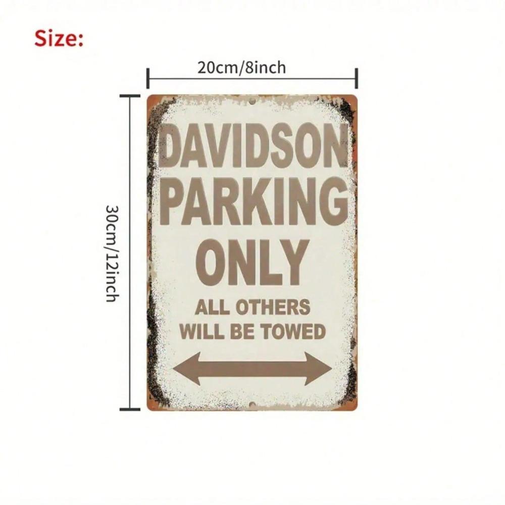 Vintage Davidson Parking Only Tin Sign, 8x12 Inch Rustic Garage Wall Decor