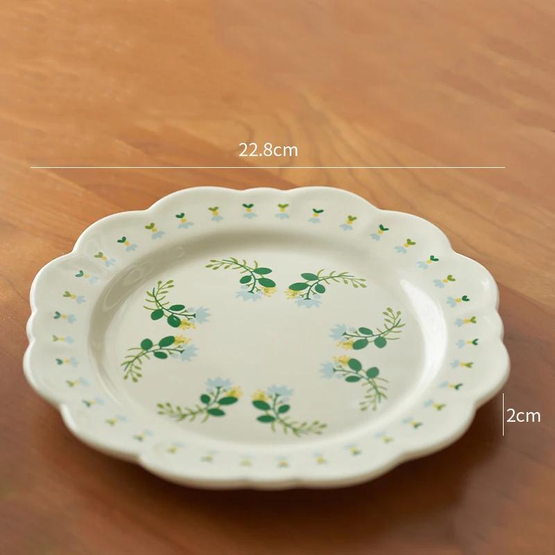Chinese Style Small Flowers Ceramic Plate Home Outdoor Party Fruit Dessert Plates Exquisite Breakfast Sandwich Plate Yogurt Bowl