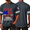 Herren V-Ausschnitt Sportliches Trikot Kurzarmhemd Lässige Passform 250. Jubiläum Grafikdruck USA 1776 2026 Sportliches T-Shirt Top