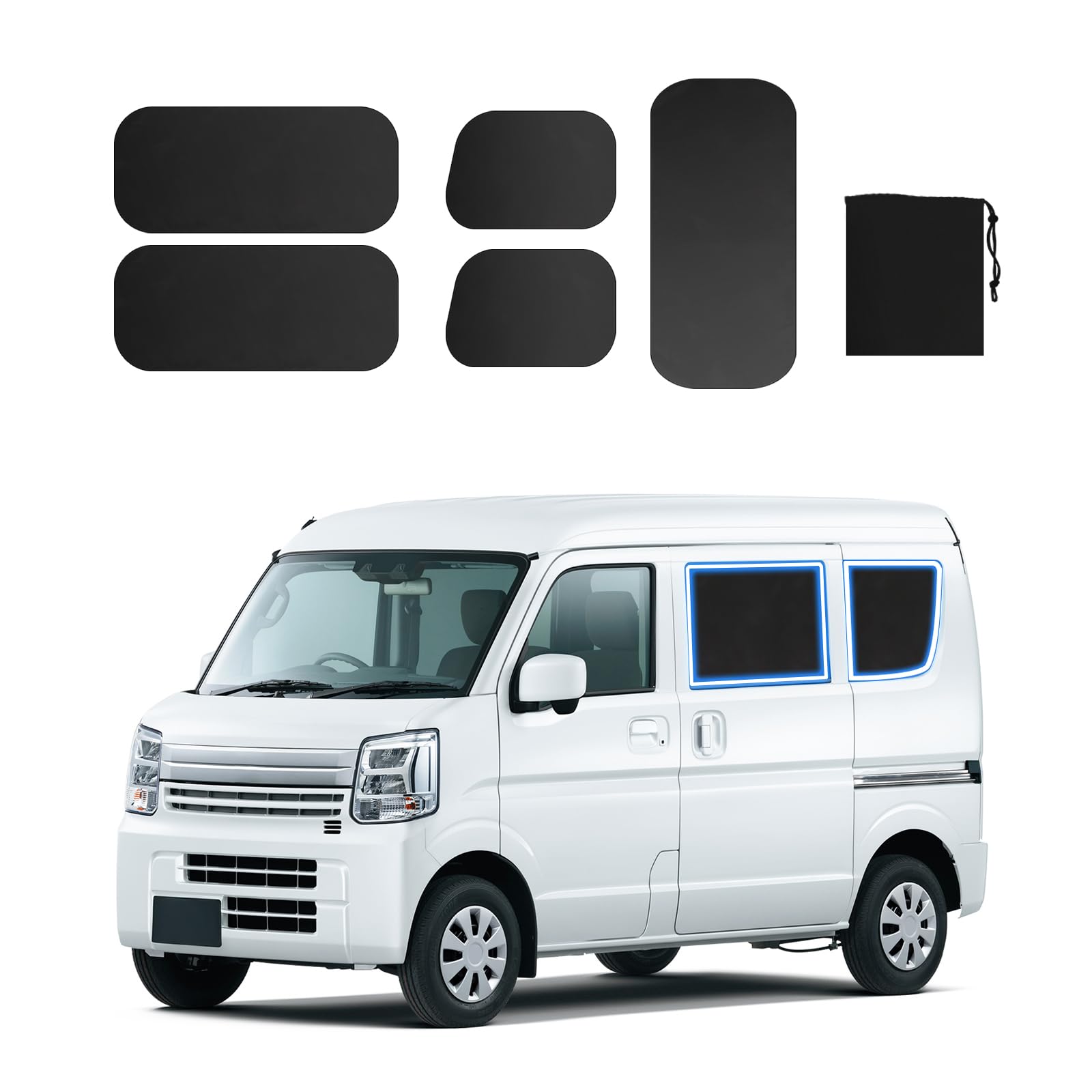 

yzxym Blackout Curtains for Suzuki Every DA17V Series Magnetic Car Shades Compatible with Car Camping Specific Design for Sun and UV Includes Storage чёрный