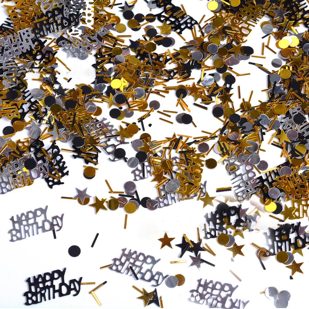 Black and Gold Confetti Birthday Party Confetti Table Decoration 18/20/30/40/50/60/70th Anniversary Party Decoration