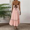 Damen Lässiges Ärmelloses Sommerkleid Einfarbig Lang Sommer Strand Maxi Kleid