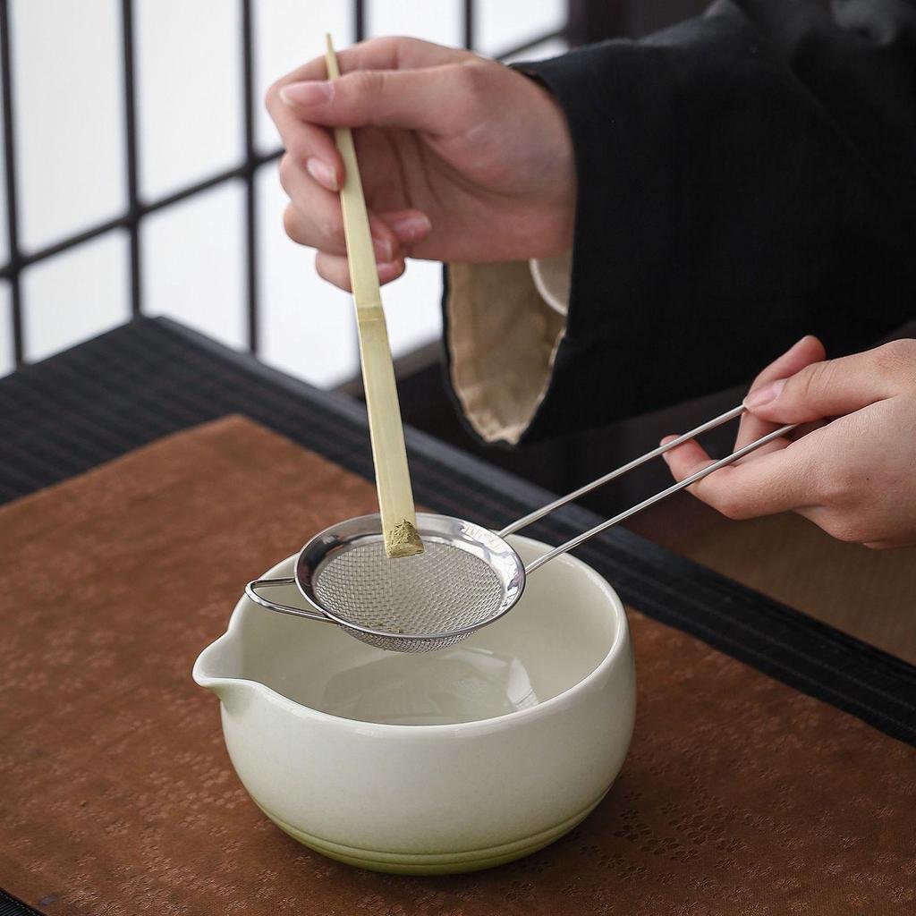 Japanese Matcha Tea Set: Ceramic Bowl & Whisk