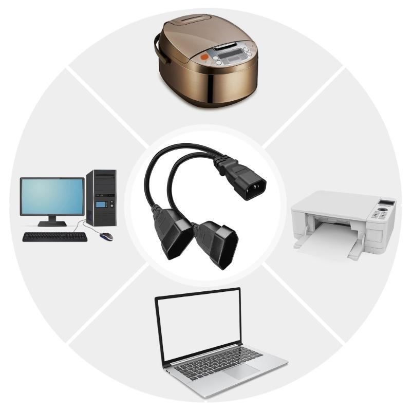 30cm PDU IEC320 C14 auf Doppel-EEU4.0mm Verlängerungskabel Y-Splitterkabel PVC Computeradapter Drahtleitung