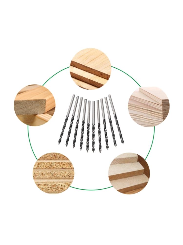 10Pcs High Carbon Steel Woodworking Twist Drill Bit Wood Drills with Center Point 3mm Diameter For Woodworking