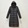 Womens Lightweight Long Down Coat With Hood Slim Fit Knee-Length Duck Jacket Winter