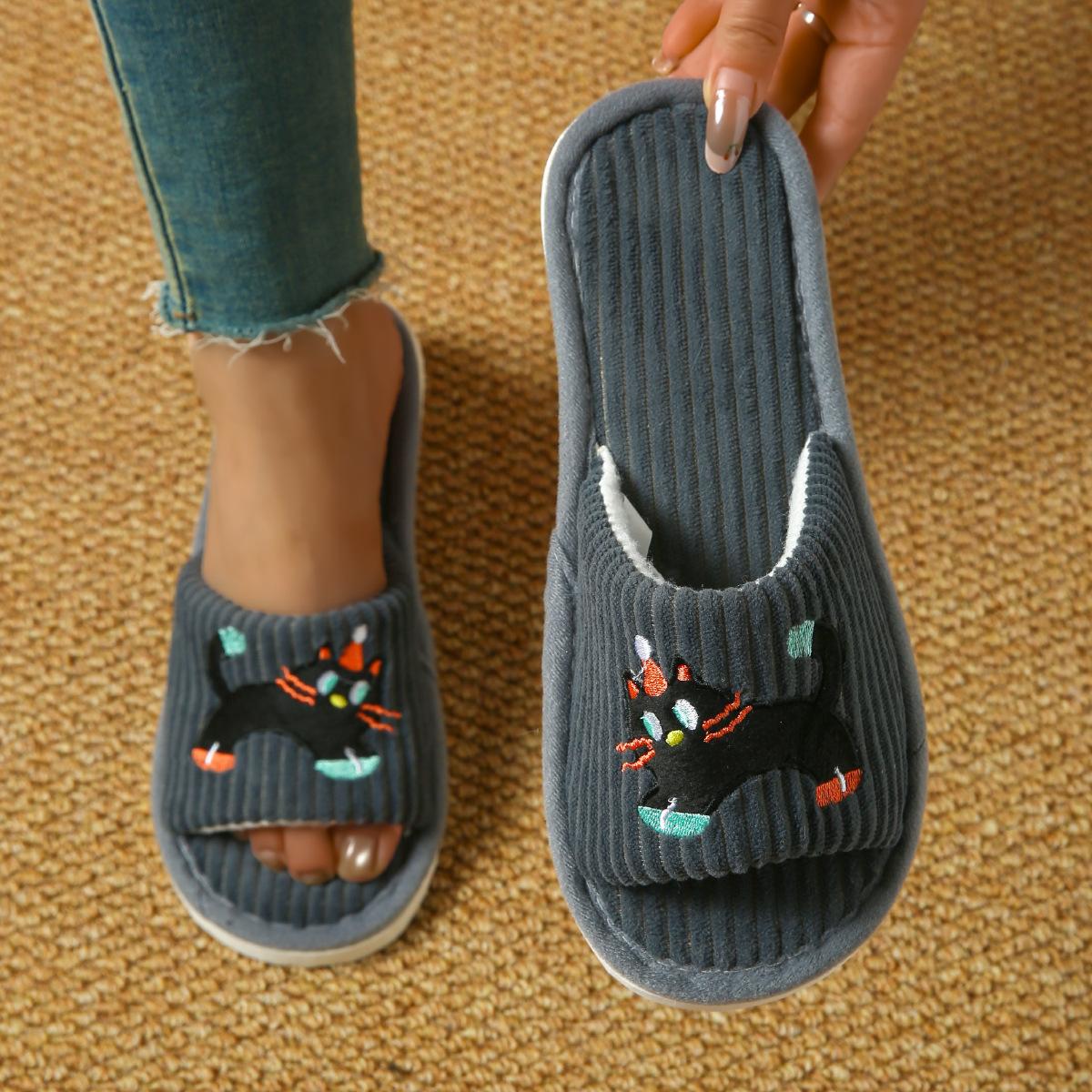 

Stay In With Trendy Slippers: Women s Open-Toe Casual Flat-Soled Non- Slippers One Size