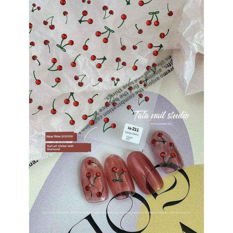 

Cherry Nail Art Sticker Tomoni Japanese Style Fruit Bright Crystal