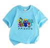 Kids Boys Girls 100% Cotton Crew Neck Short Sleeve T-Shirt, Cute Colorful Cartoon Friend Group Pattern Casual Breathable Soft Tee Shirt for Daily Play