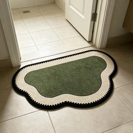 Bathroom Door Mat Super Absorbent Bath Mat Retro Bathroom Rug with Anti-Slip Bottom Diatomaceous