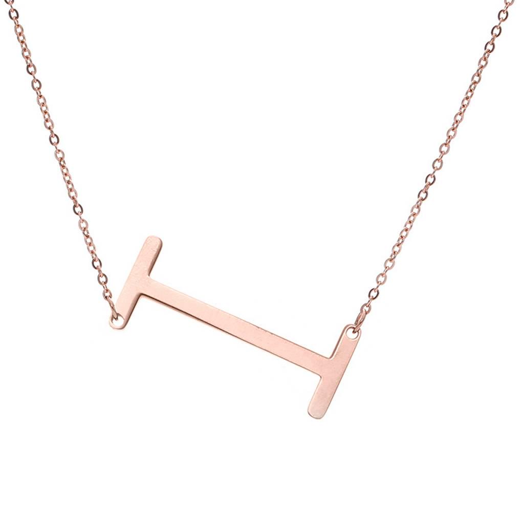Alphabet Necklace Rose Plated Initial Letter Alphabet A - Z Choker Pendant
