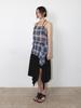 MEENDERI Sheer Asymmetric Check Bustier - Black
