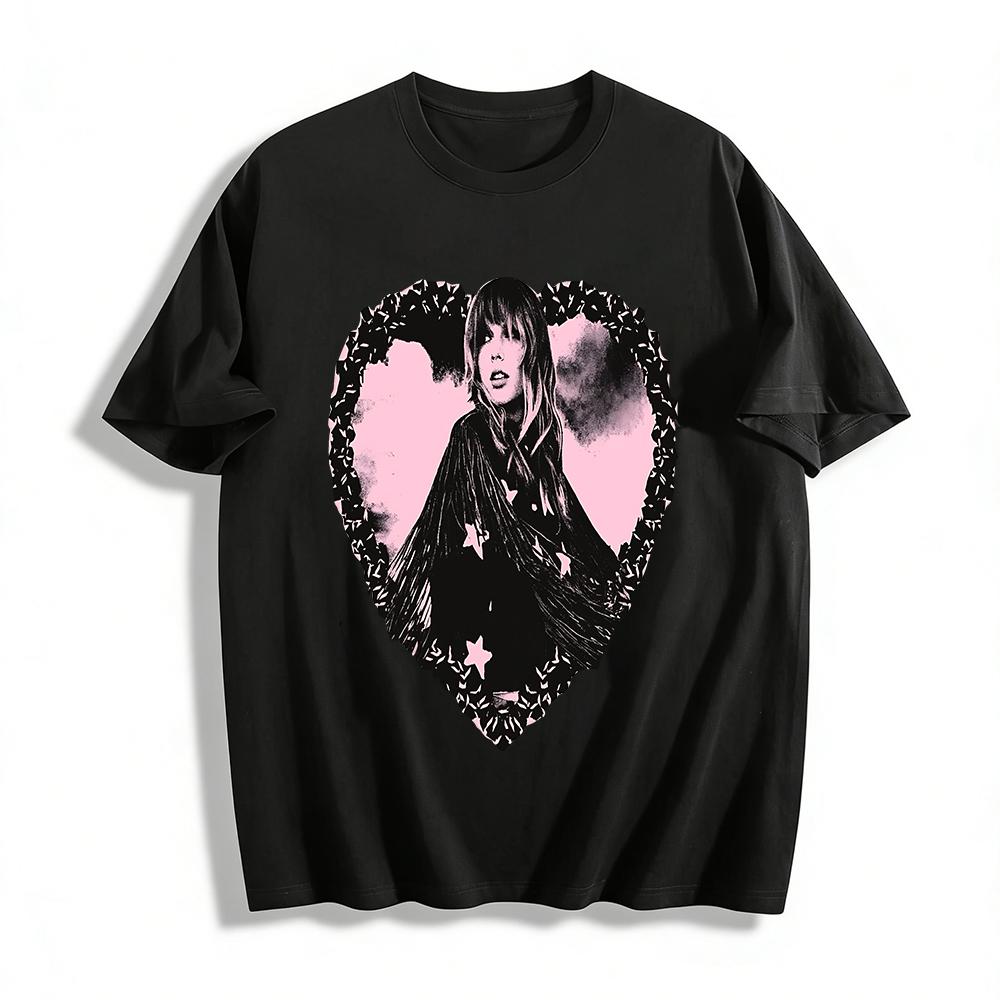 Taylor Swift Fans Exclusive Heart Frame Print Top Concert Support Loose Unisex T-Shirt Pure cotton T-shirt