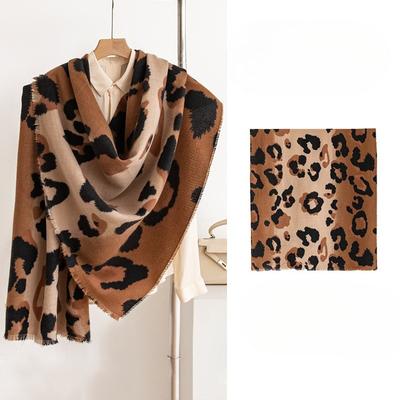 Neuer Weicher und Warmer Imitationskaschmir Leopardenmuster Quasten Schal Hochwertiger Damen Schal