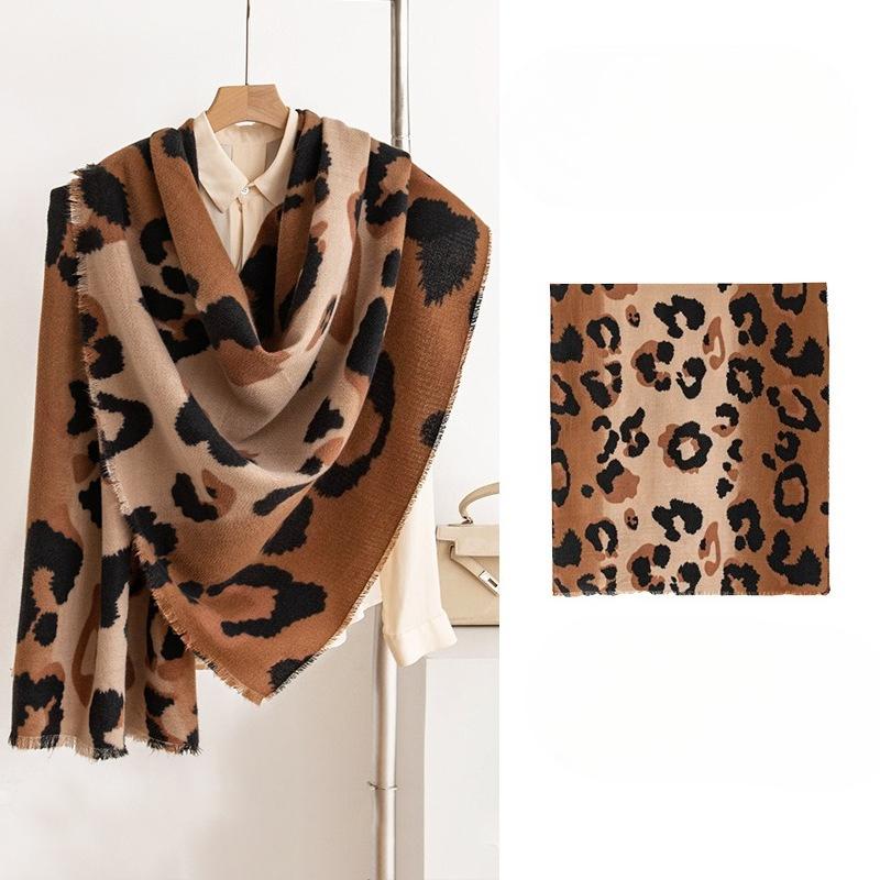 New Soft and Warm Imitation Cashmere Leopard Print Tassel Scarf High End Women's Scarf Shawl