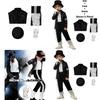Costume Cosplay di MJ Michael Jackson per Bambini con Stampa per Esibizioni Teatrali e di Danza