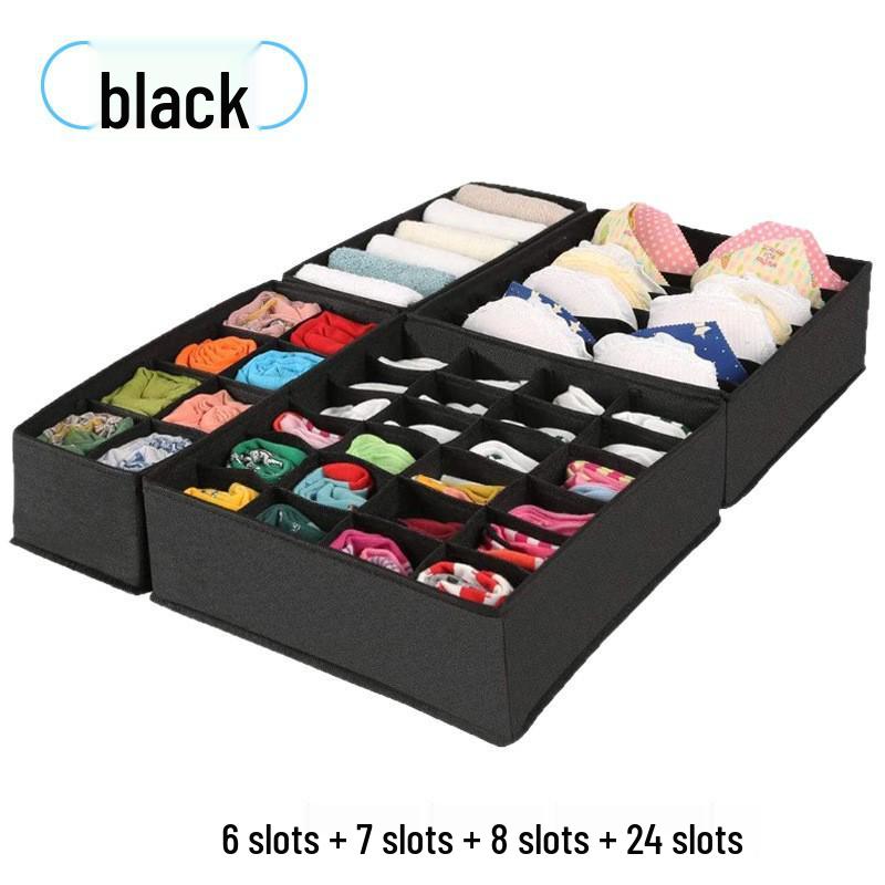 Czteroczęściowy składany zestaw pudełek do przechowywania z włókniny do organizacji bielizny