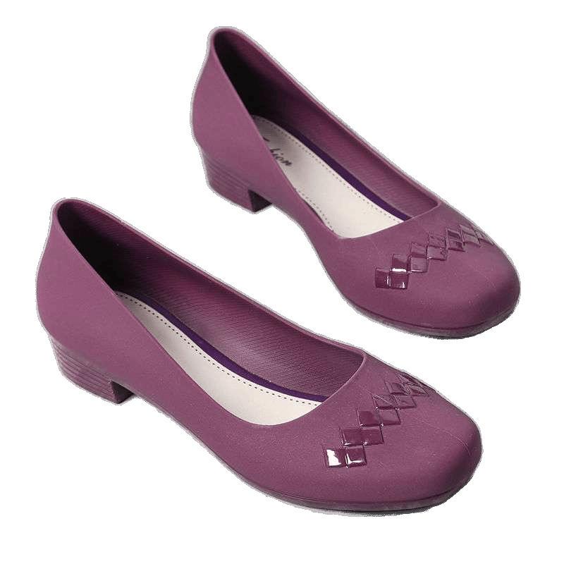 Baotou Single Shoes Waterproof Shoes Fashionable Non-slip Rain Shoes Women's Summer Thick Heel Rubber Shoes Overshoes Spring and Autumn Wear Low-top