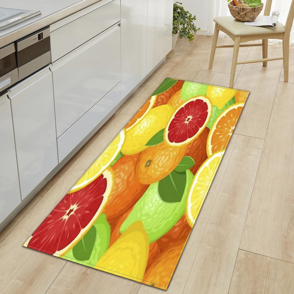 Tapete de cozinha de frutas e vegetais frescos, macio e espesso, tapete de chão de cozinha, à prova d'água, antiderrapante, à prova de óleo, tapete de chão, tapete de corredor