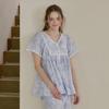 Lunaluz Women Garden Waltz Washing Short SleeVe V Neck Two Piece Pajamas 2c