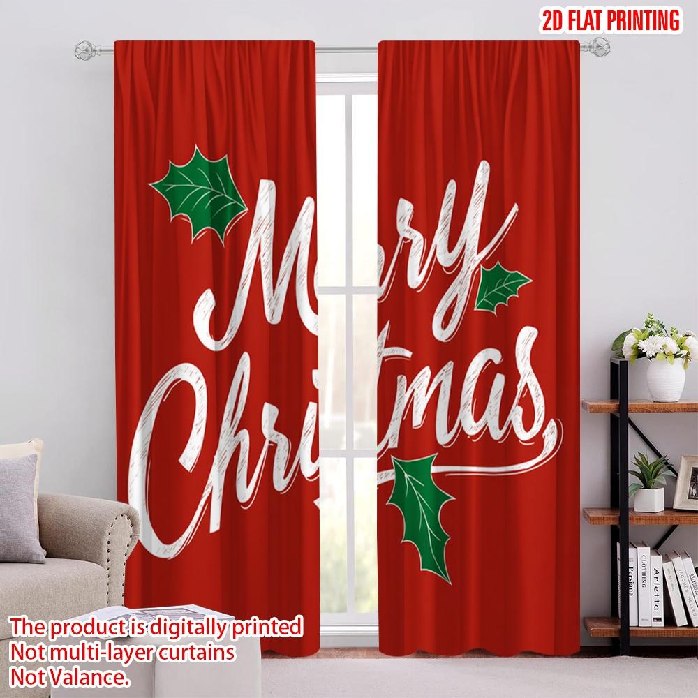 

2pcs,2D plane printing Popular Curtains Red and Green Polyester (without rod) Gifts for Bedroom, Living Room, Office Decor 52.50 × 116.00 cm 2 pcs