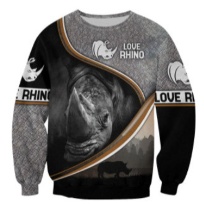 

Men s Round Neck Sweatshirt Loose Casual 3D Digital Animal Print Top 7XL