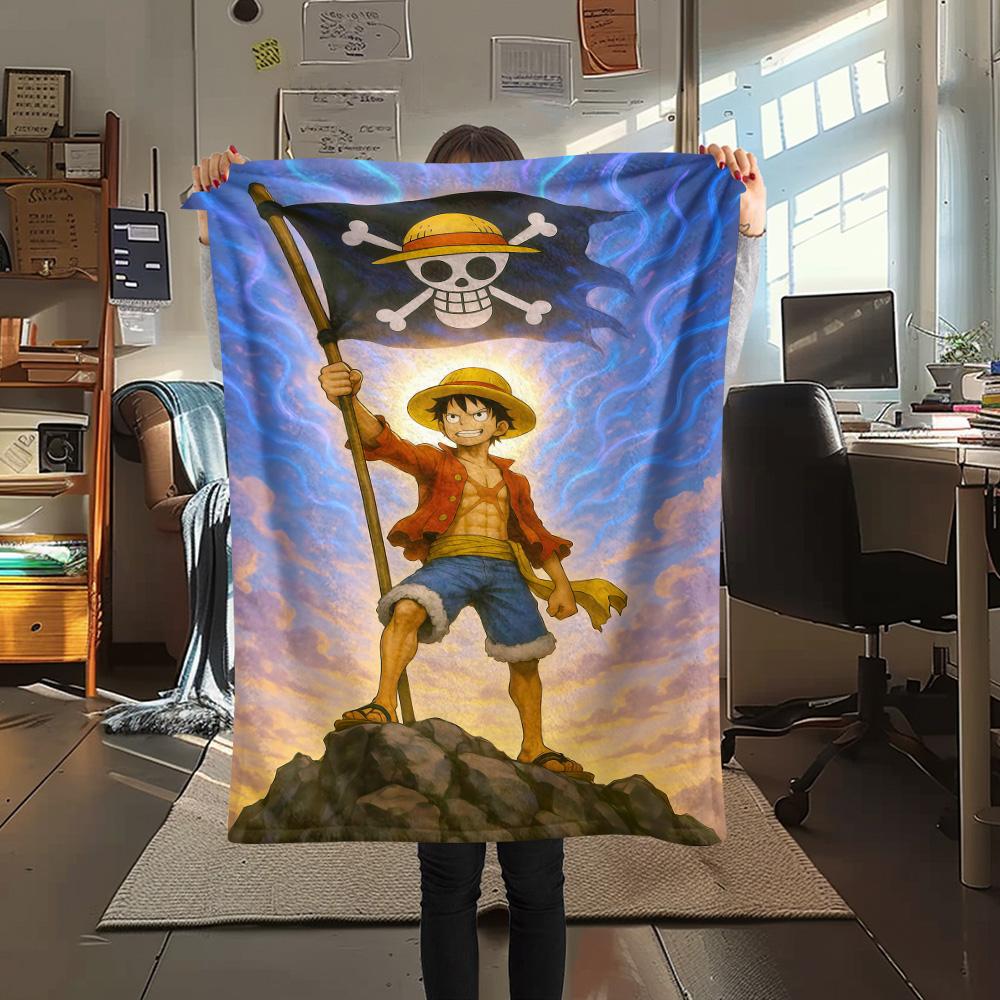 1PC Luffy D Patterned Flannel Blanket Suitable For All Seasons For Home Decor Warmth And Comfort Gifts Holiday Present