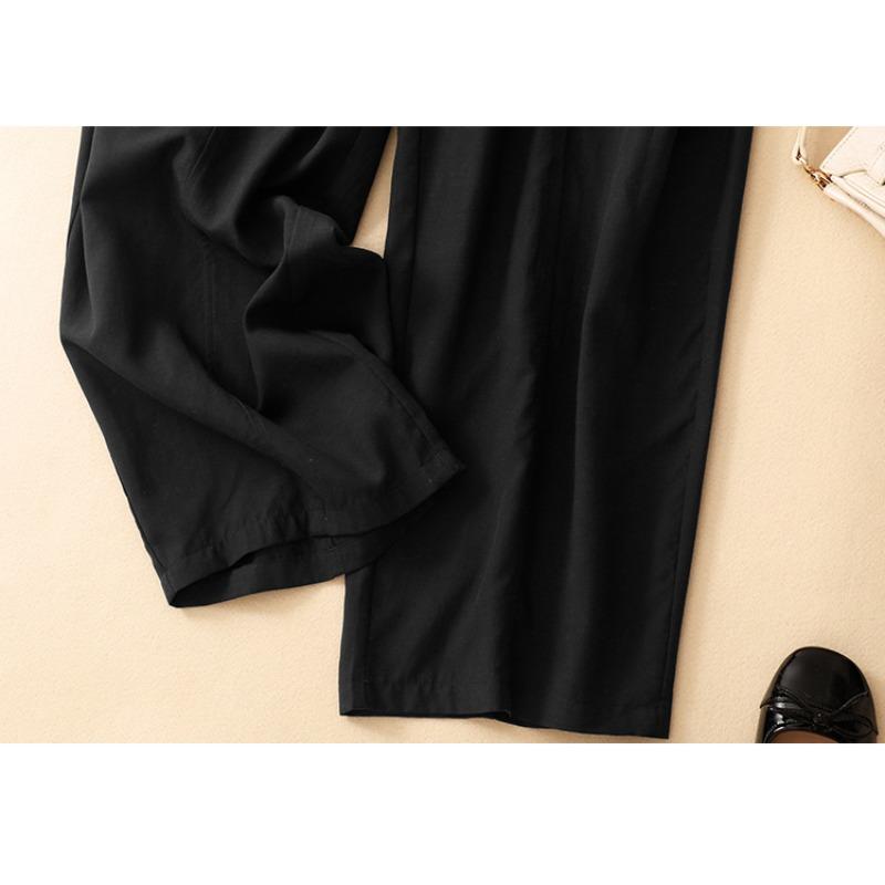 DIMANAF 2026 Summer New Plus Size Women Long Pants Elastic Waist Cotton Linen Vintage Loose Casual Lady Bottoms Clothing