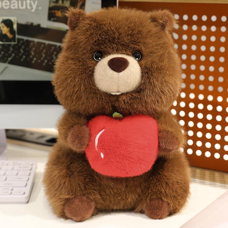 Non-Toxic Cuddly Groundhog Plush Toys Fluffy Cozy Holding Corn Groundhog Doll Lovely Children Appease Doll Kawaii Christmas Gift