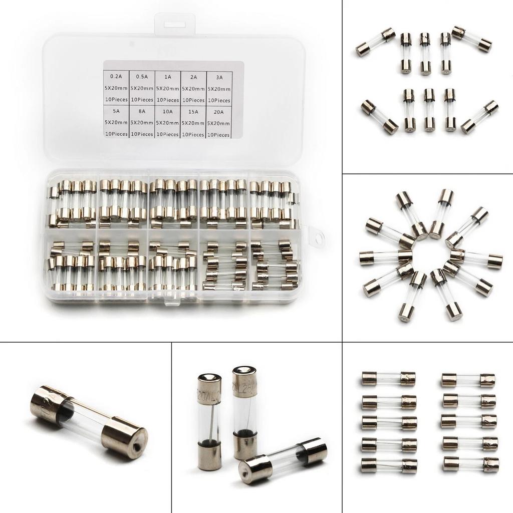 100/72pcs Car Fast-blow Glass Fuses Car Glass Tube Fuses 0.2-20A 0.5-30A Assorted Kit for Car Light Inflator vacuum Cleaner Fuses4