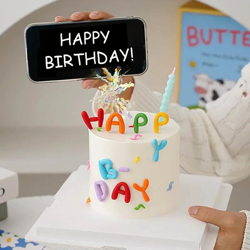 1 Set Happy Birthday Cake Topper Colorful Letters Insert For Cupcake Dessert Decoration Kids Birthday Party Decor Baking Tools