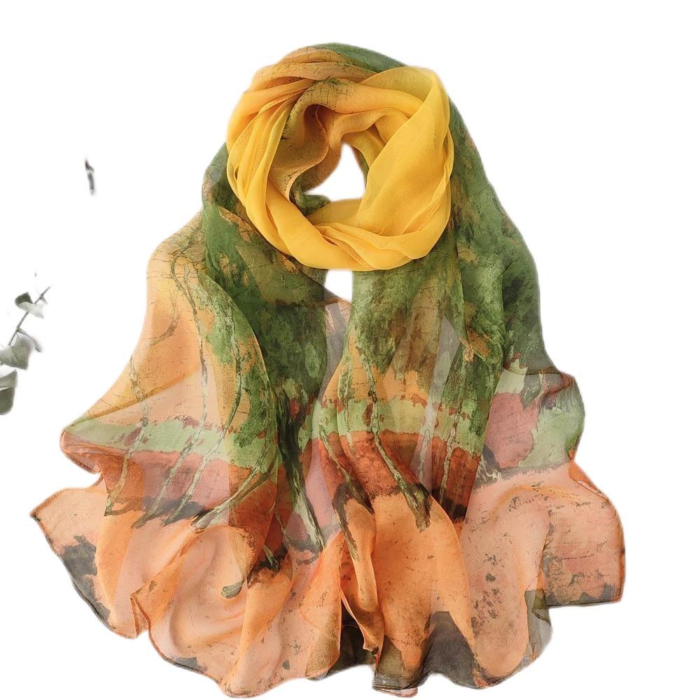 Women’S Summer Tree Printing Thin Soft Chiffon-Like Georgette Scarf 160Cm Long Neck Wraps Sunscreen Shawl For Beach & Office