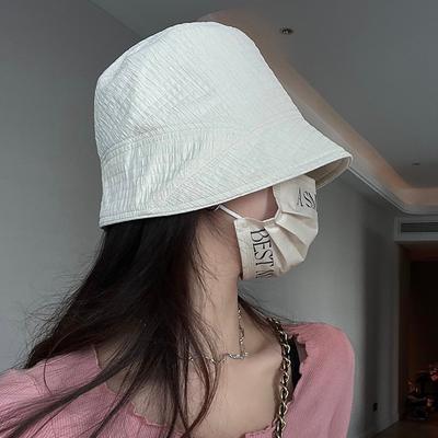 Spring and Summer Textured Plaid Fabric Front Big and Back Small Basin Hat Women's Tide Fashion Versatile Simple Bucket Hat