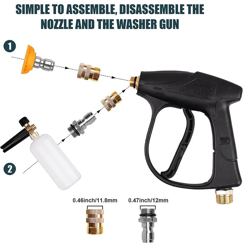 High-Pressure Car Wash Water Gun,5-Color Nozzle,kettle,Fan-Shaped Cylindrical Head Car Washing Gun No Power Needed