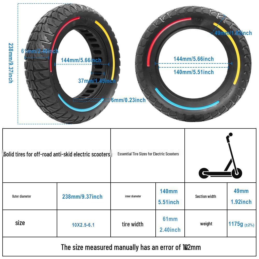 10x2.5-6.1 Puncture-Proof Off-Road Tire for KUGOO M4/M4 Pro Electric Scooter