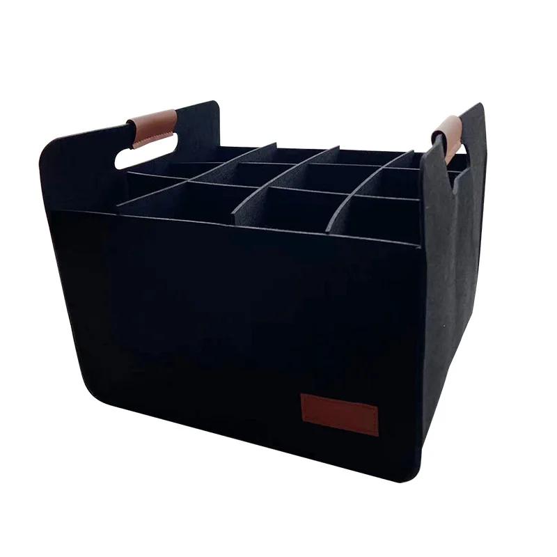 

Складная сумка для 12 бутылок вина 37X32X27СМ Портативный съемный держатель для жидкости Защита для свадьбы Кемпинг Пикник Подарок чёрный