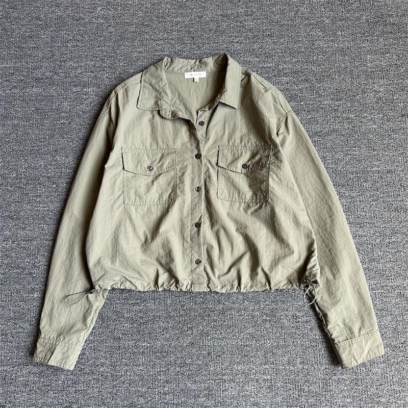 

Polo Multi-Pocket Drawstring Waist Trimming Short Pants Parka 1 light green gray quick-drying short coat M