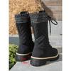 Lace-up Woolen Mid-leg Boots Women's Winter 2025 New Fleece Platform Size Muffin Martin Boots